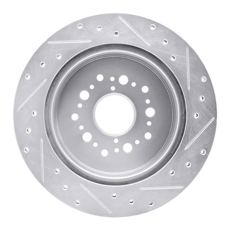 Lexus LS400 Brake Rotor (1) - Rear Left - R1 Concepts - Drilled & Slotted - Silver - `92-`00